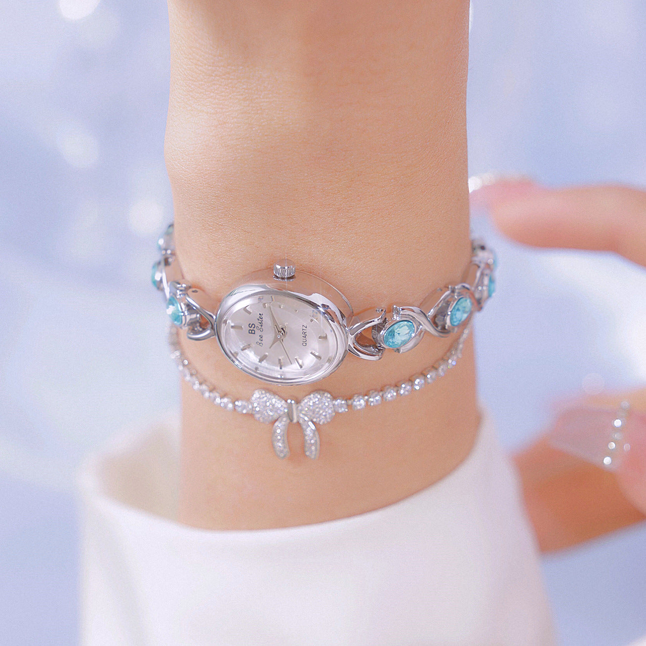 Oval Glacier Sapphire Watch Luxury Ice-Crushing