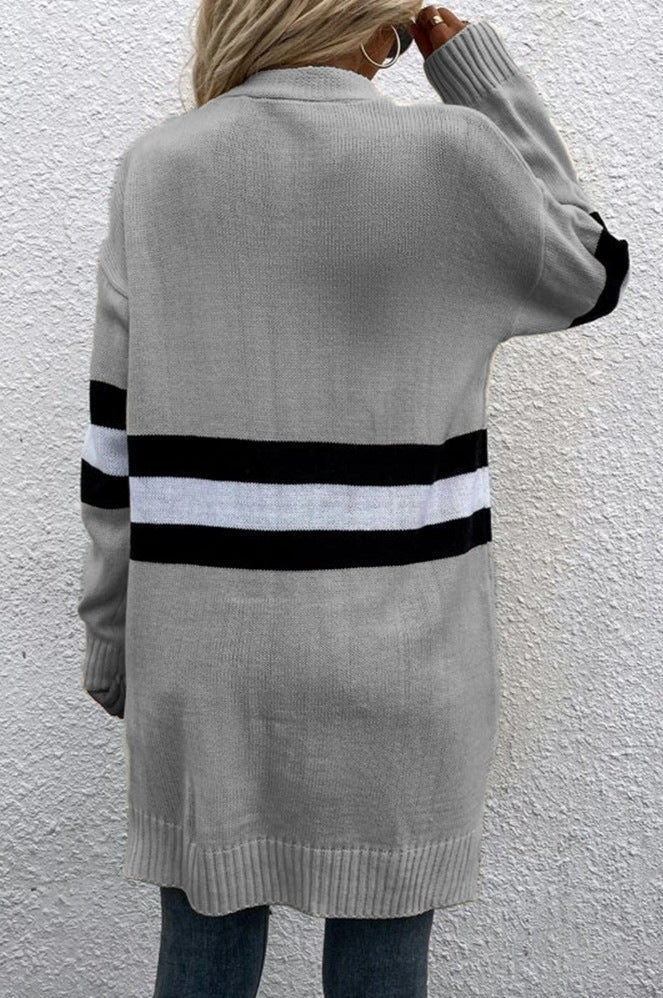 Striped Loose Casual Knit Cardigan