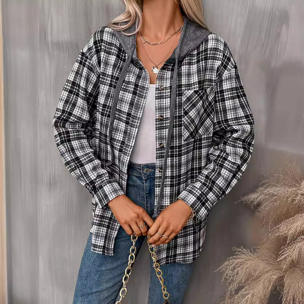 Loose Fit Plaid Button Down Shirt