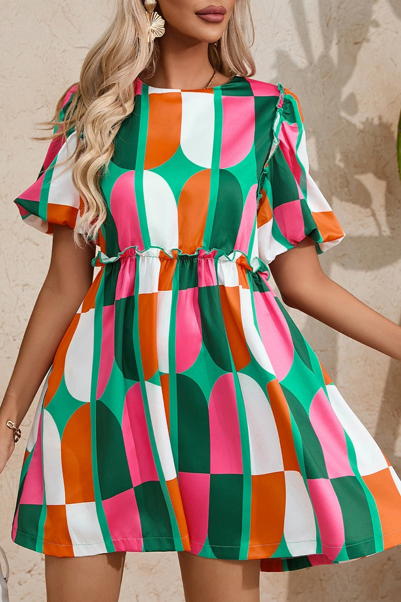 Pullover Round Neck Short Sleeve Dress
