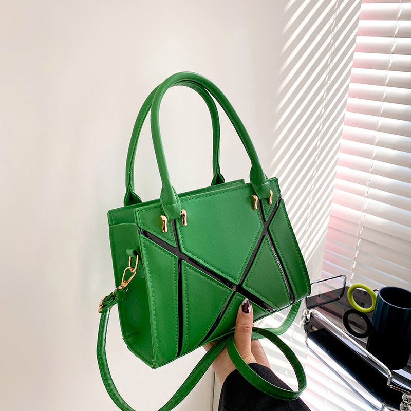 Beige handbag with black accents square Crossbody Bag