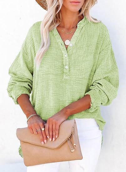 Loose Casual Solid Color Pleated Bloose