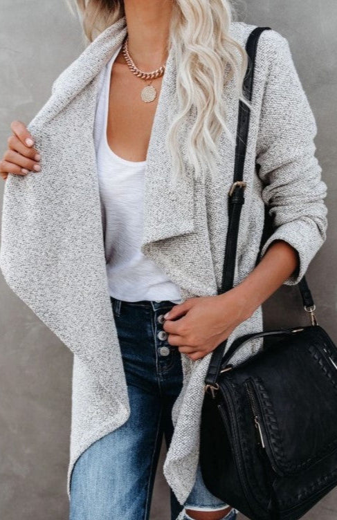 Mid-Length Windbreaker Jacket Autumn Winter Pocket Draped