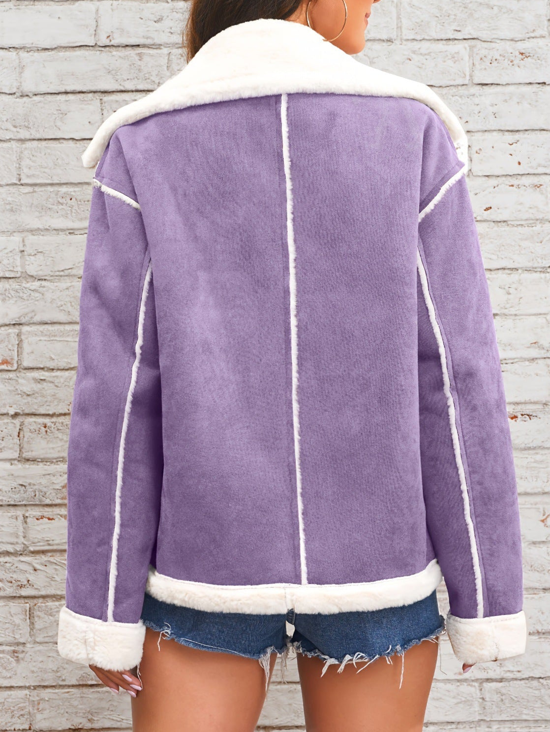 Polo Collar Plush Jacket Winter Warm Outerwear