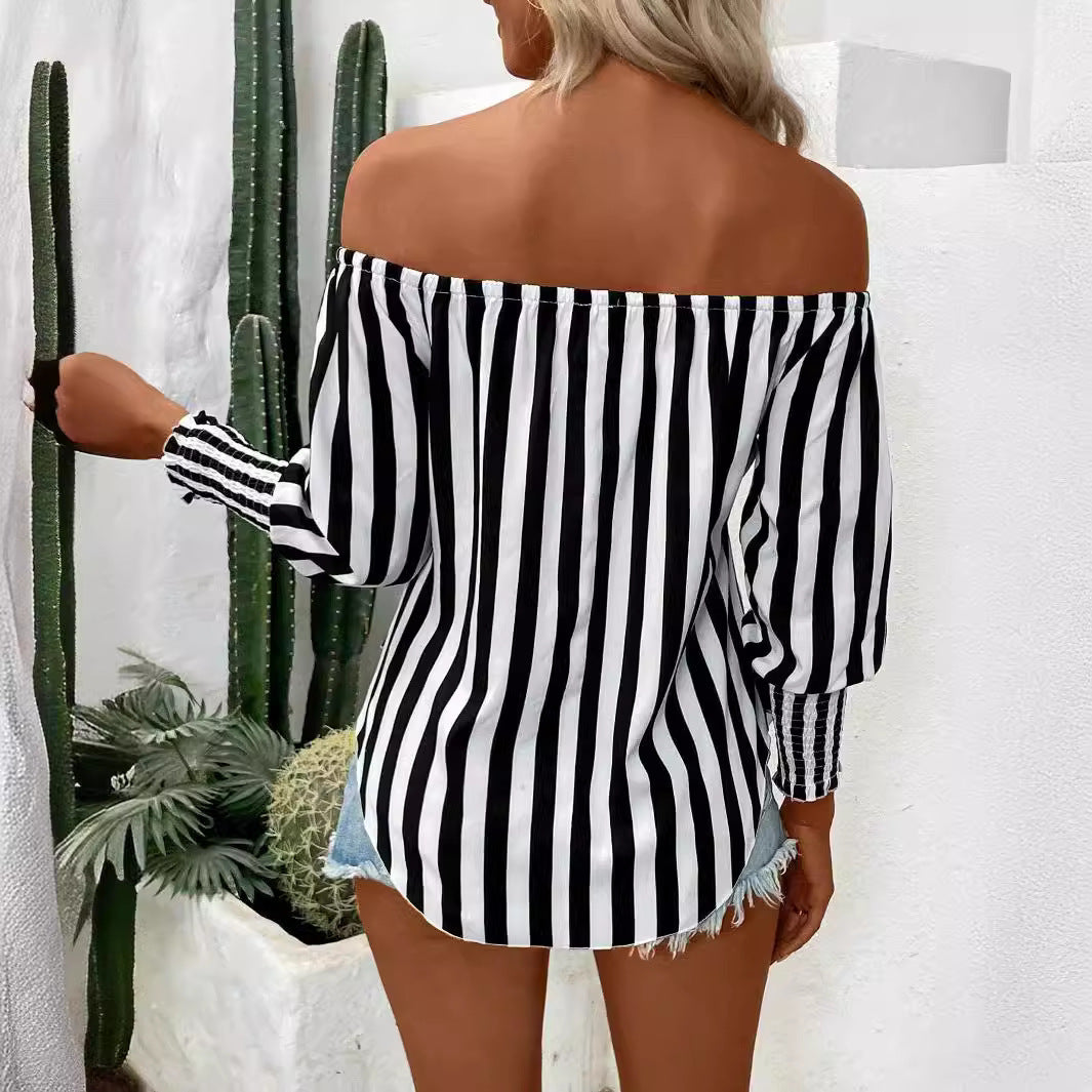 Off-Shoulder Lantern Sleeve Shirt Top