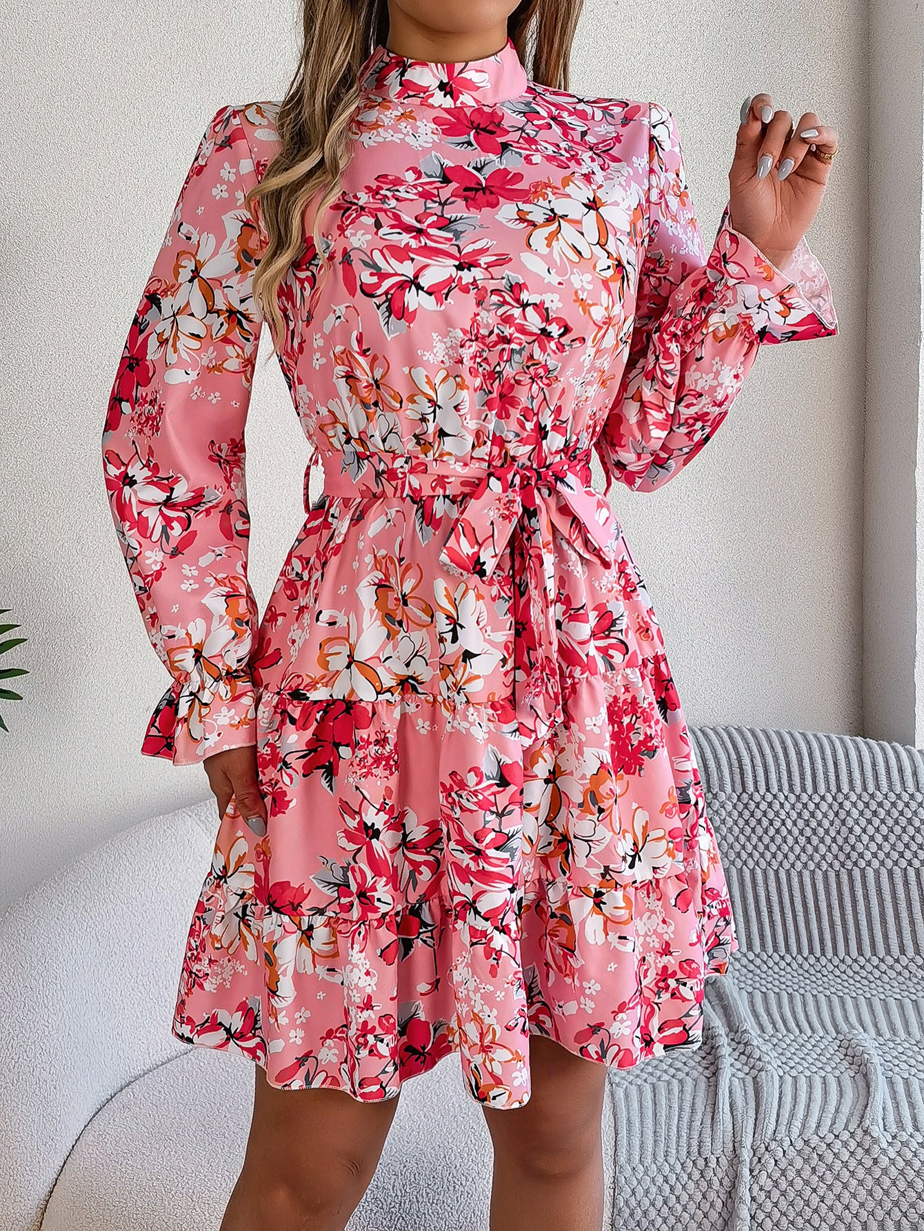 Floral Print Ruffle Maxi Dress