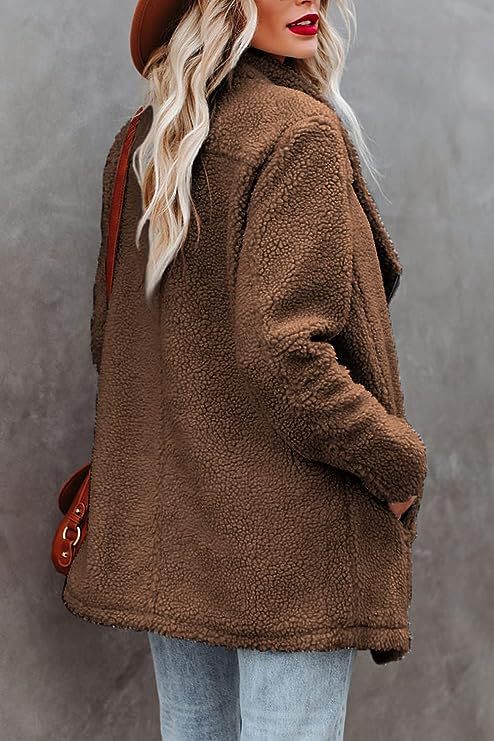 Casual Wool Lamb Jacket Zipper Pocket Fleece Coat