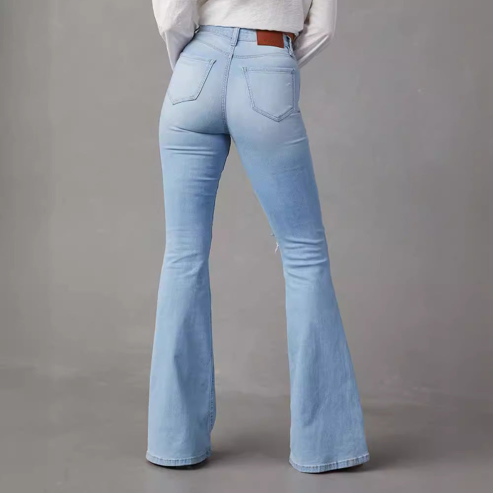 Light Blue High-Waist Denim Trousers