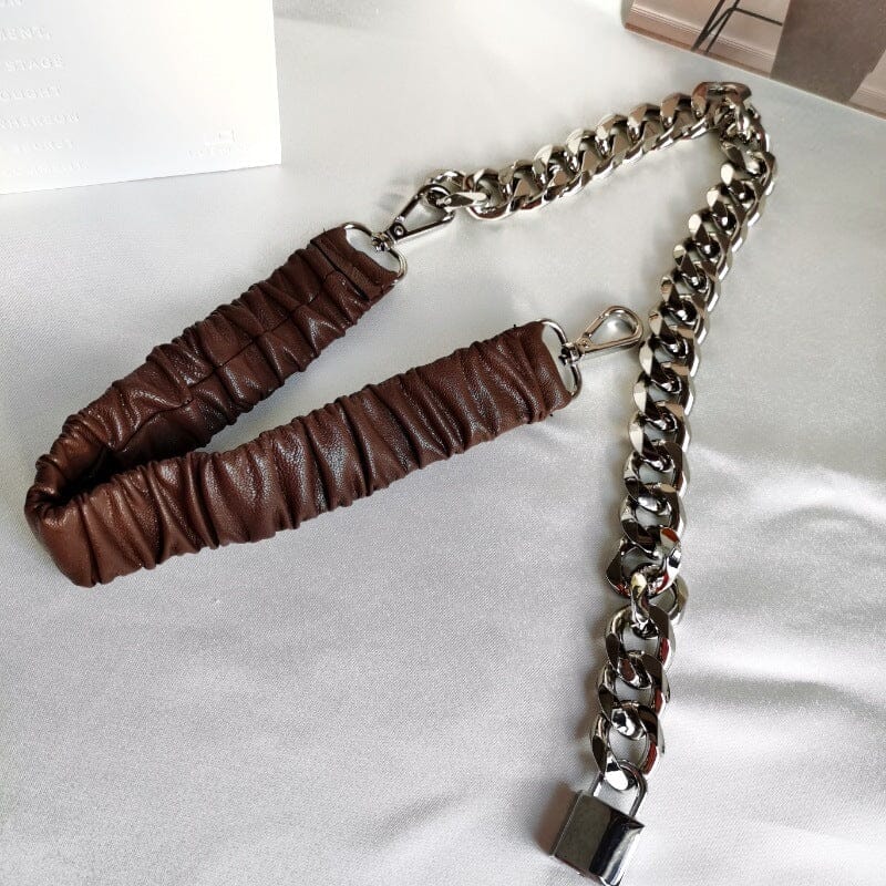 Belt Chain Stitching Elastic Waist With Belts / Jewelry VAYORK STARS Brown