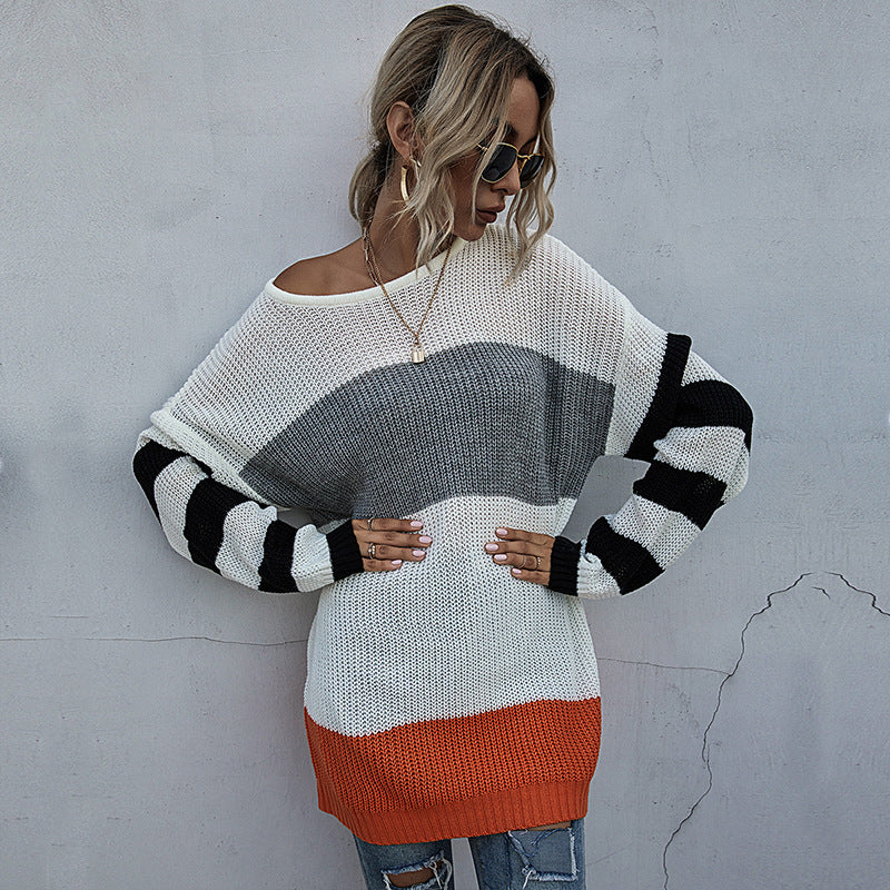 Striped Round Neck Knitted Sweater