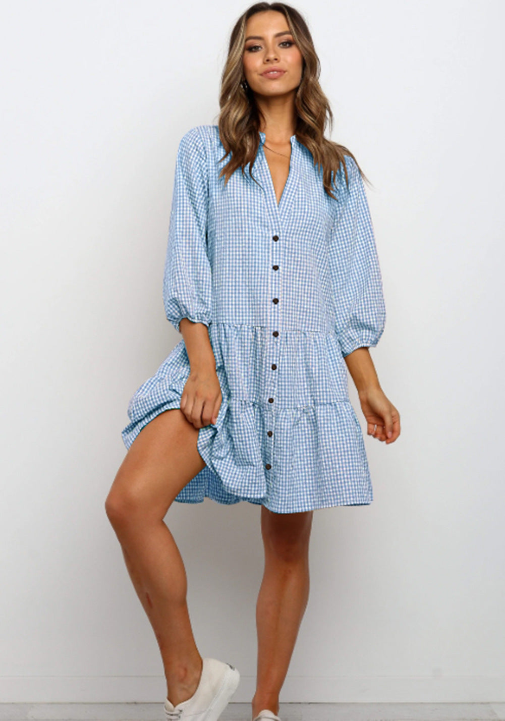 Plaid Spliced Midi Dress – Light Summer Style