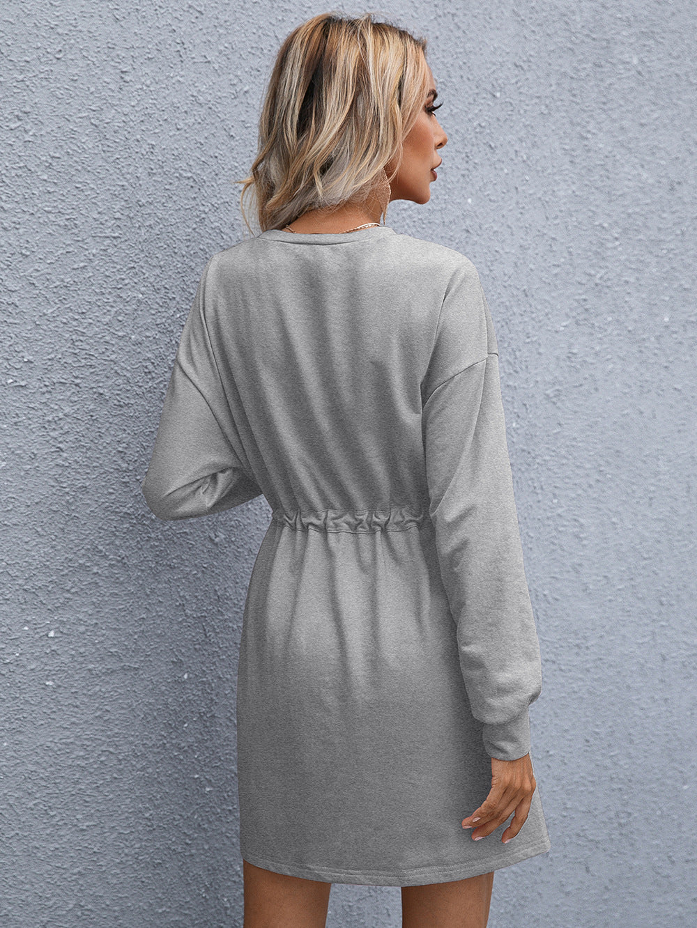 Women's Elegant Round Neck Long Sleeve Loose Dress