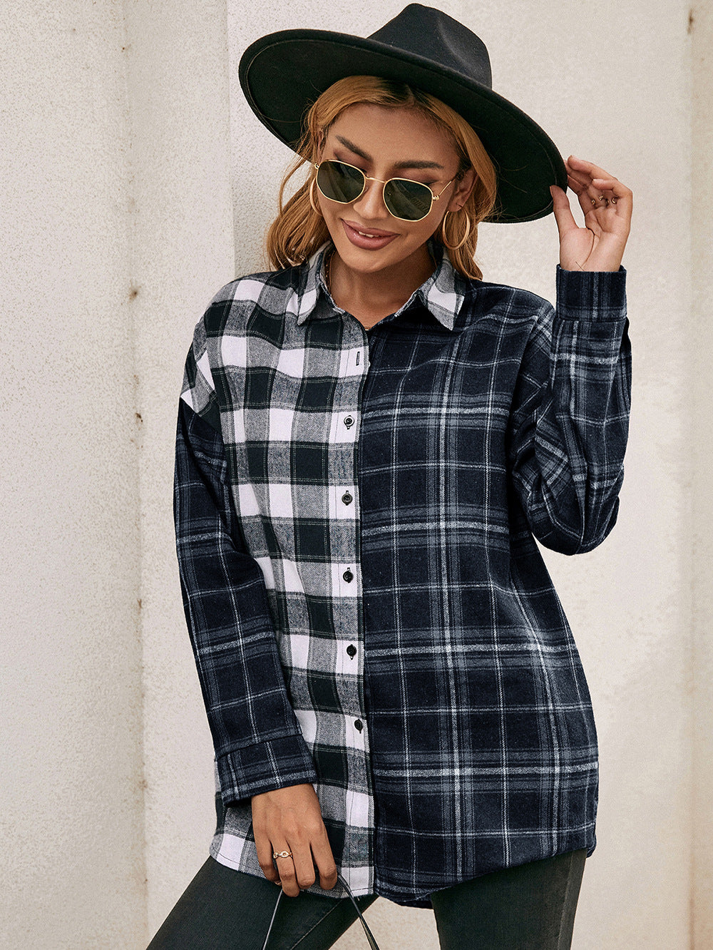Single-Breasted Plaid Shirt Jacket