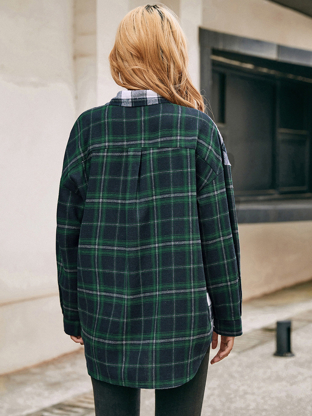 Single-Breasted Plaid Shirt Jacket