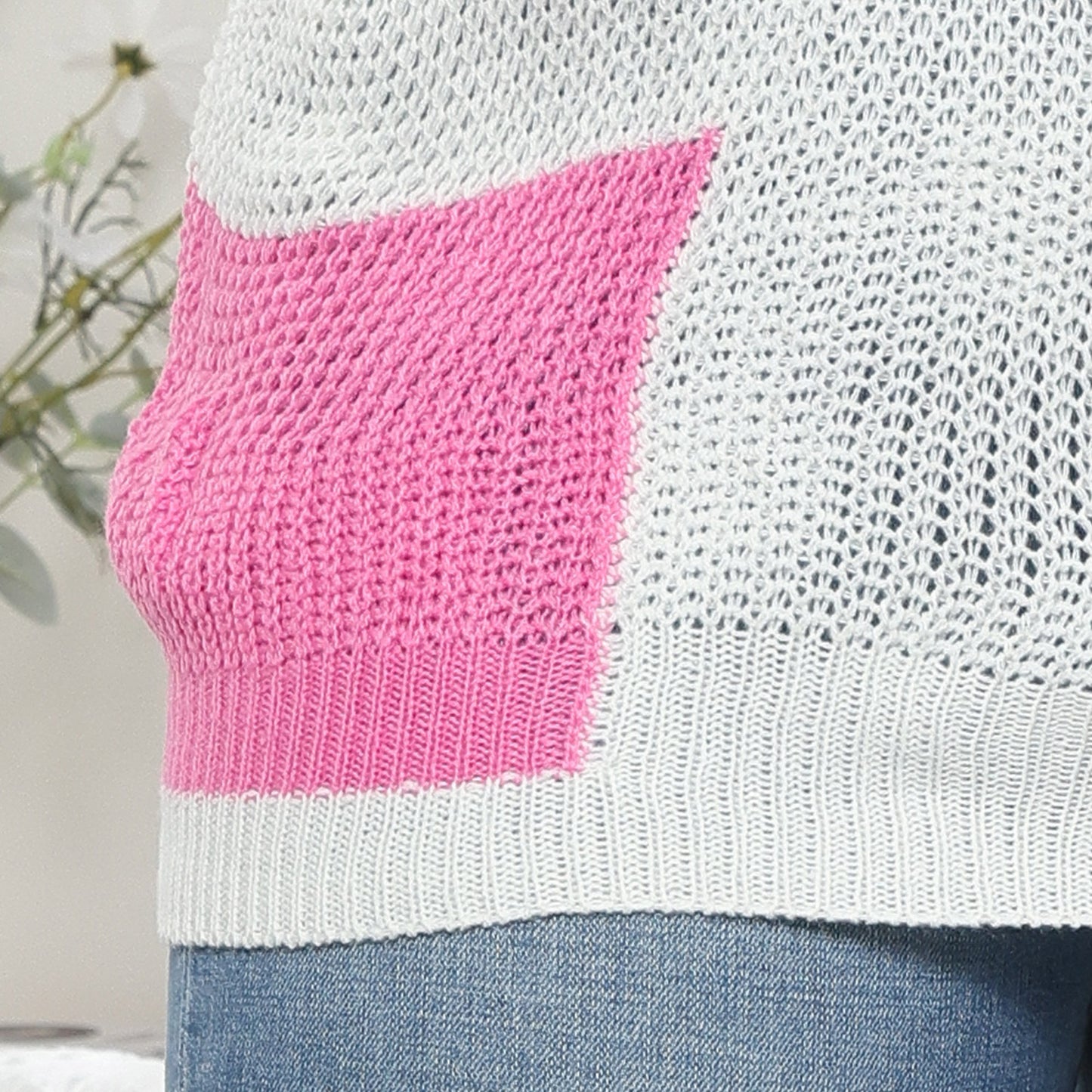 Plus Size Contrast Stitching Pullover Sweater