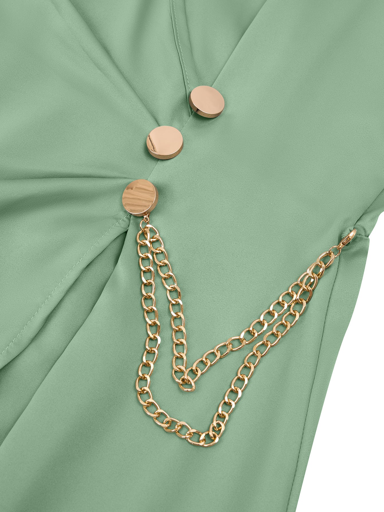 V-Neck Long Sleeve Dress Solid Tie Waist