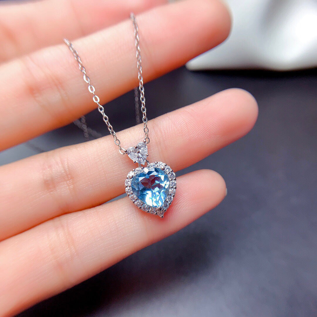 Topaz Blue Ring & Eardrop Set Pendant