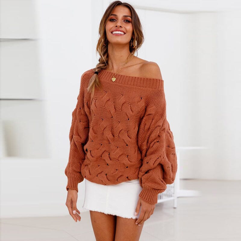 Knitted Acrylic Sweater – Plain Pattern Color Wool Long Sleeve Pullover Sweaters & loungewear VAYORK STARS Coffee L