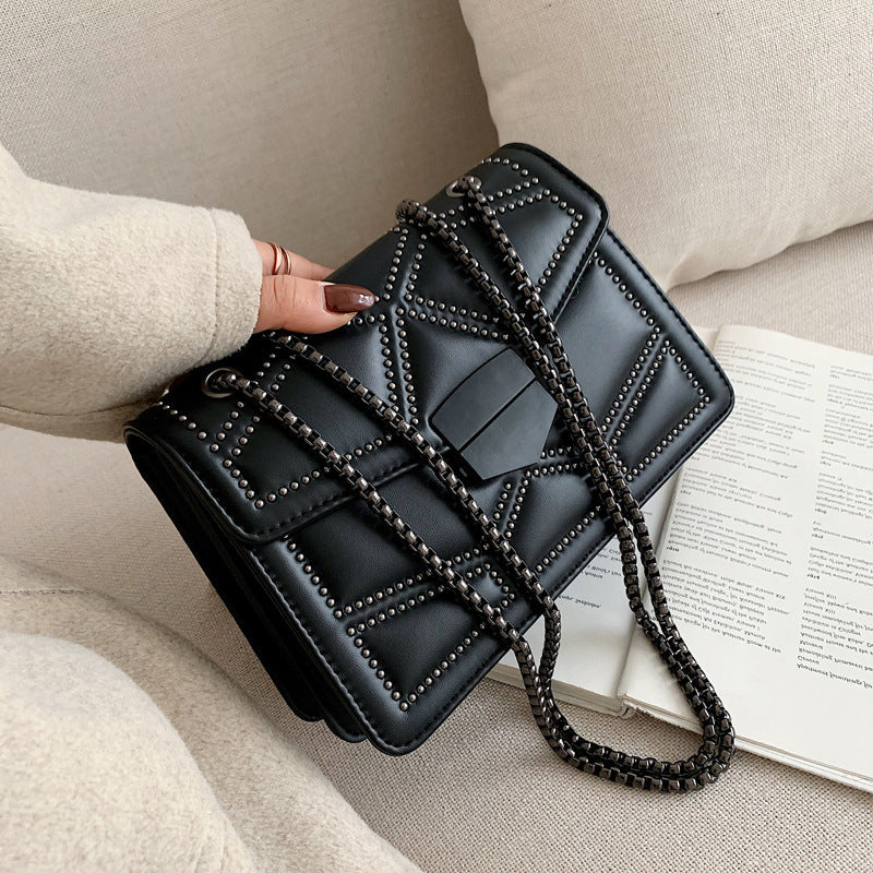 One Shoulder Messenger Small Square Bag With a Chain