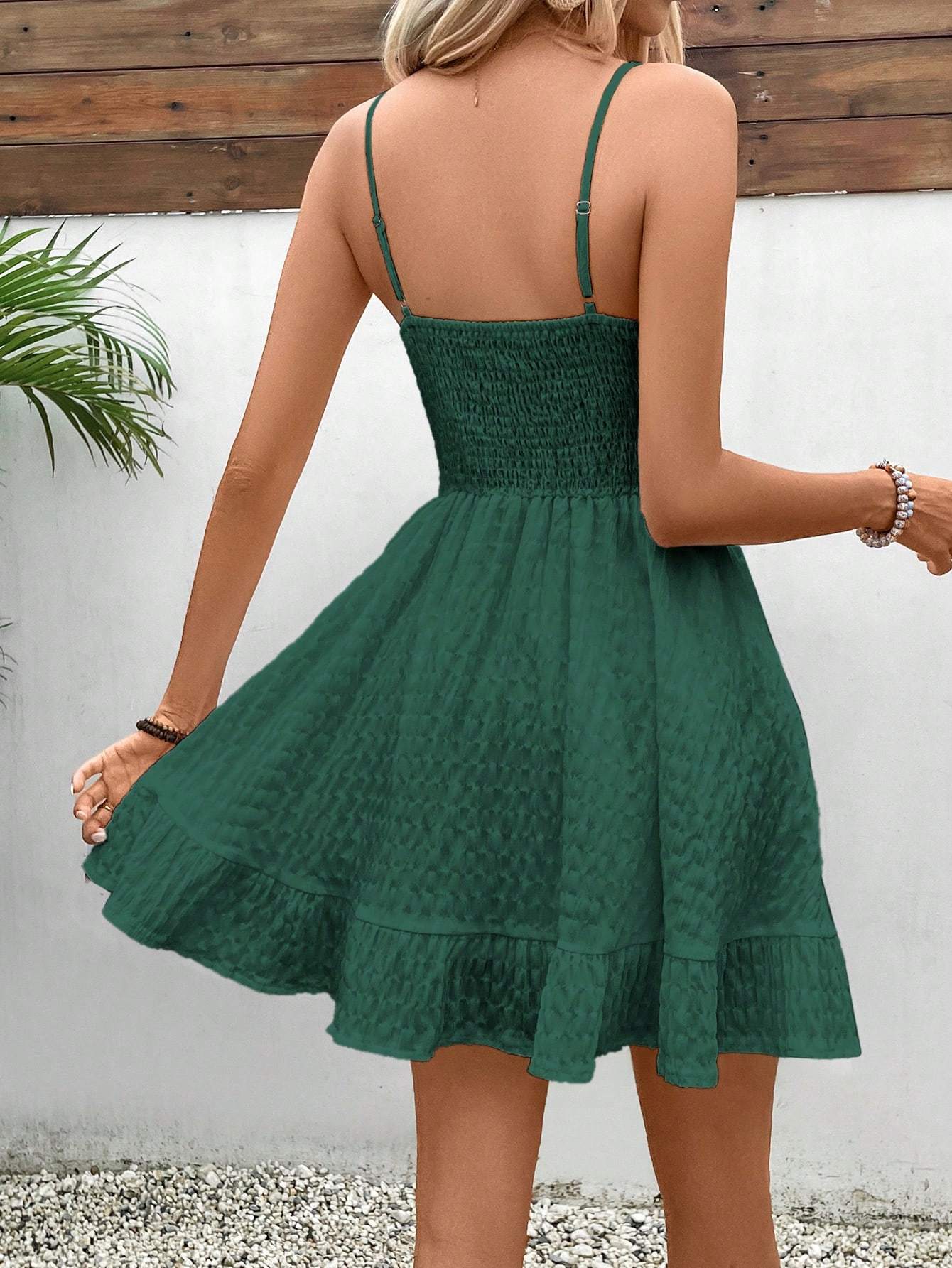 Bridgerton Style Cami Dress Solid Color Sleeveless Ruffle Hem Dress