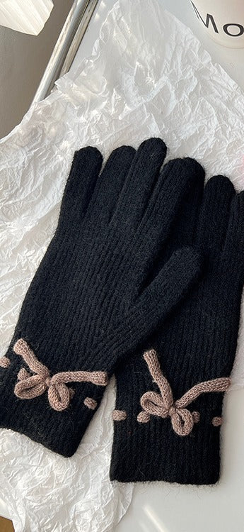 Bow Knit Warm Winter Gloves