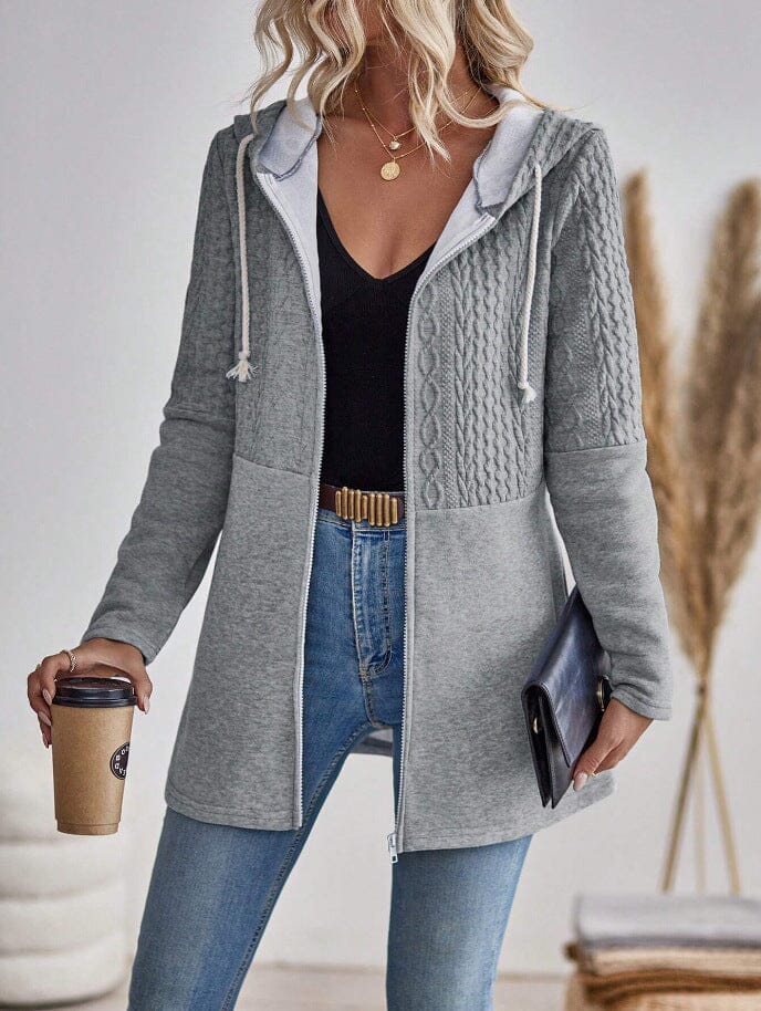 Stitching Casual Loose Jacket Coat Tops VAYORK STARS Gray L