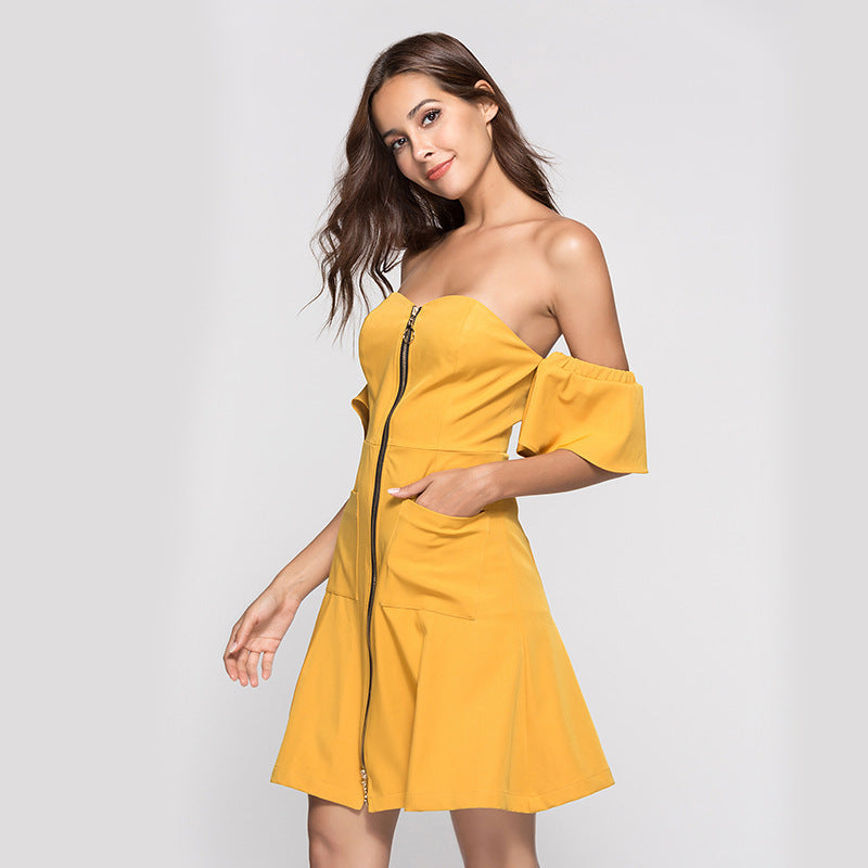 Wrapped Raglan Shoulders Ruffled Sleeves Zipper Pocket Design