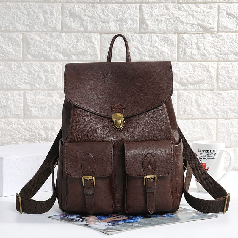 Cowhide Vintage Backpack Backpack VAYORK STARS Brown
