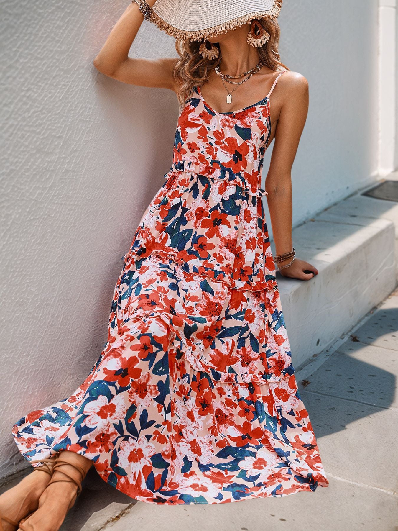 Floral Swing Dress Spaghetti Strap Sundress