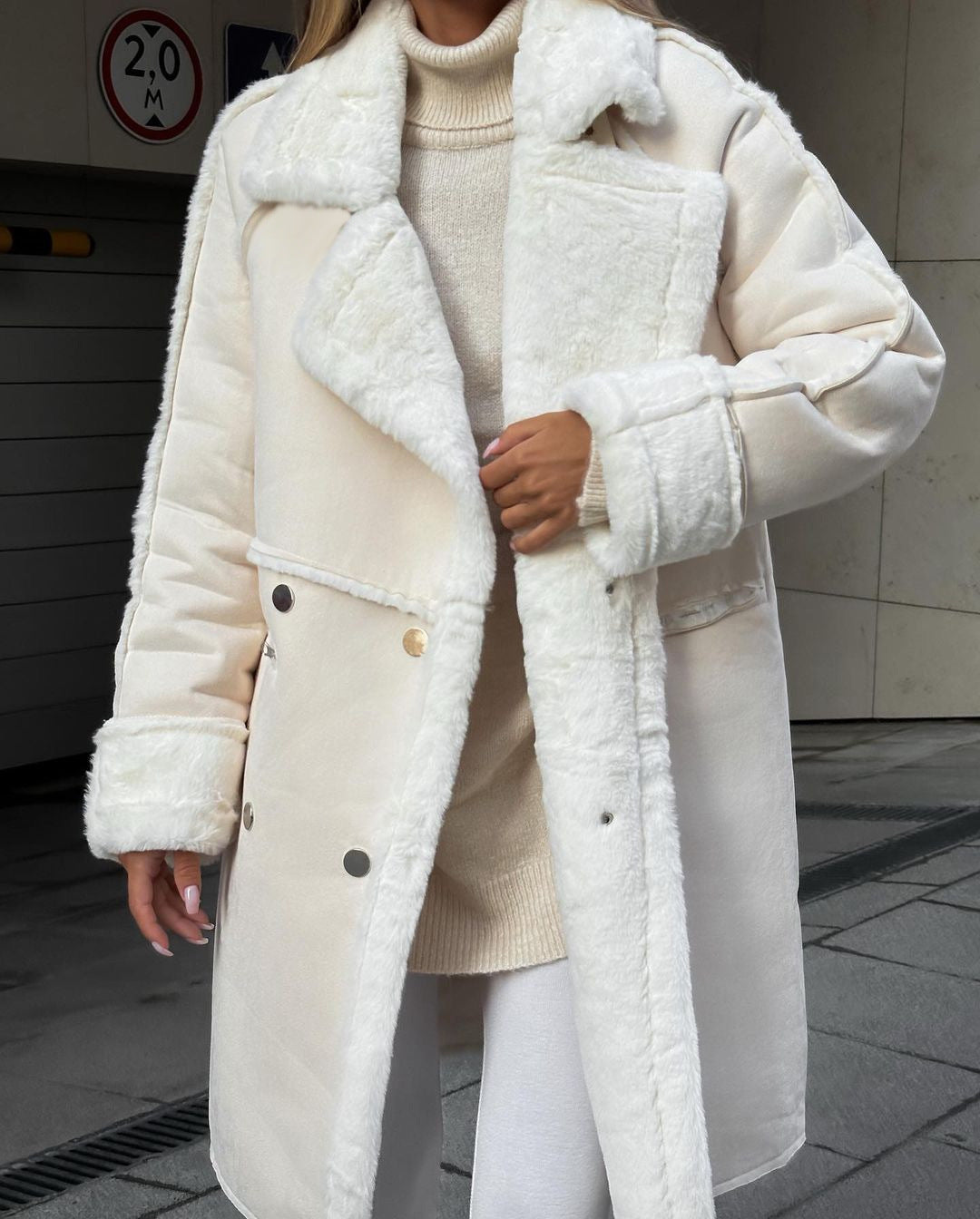 Suede Longline Cardigan Coat with Shawl Collar