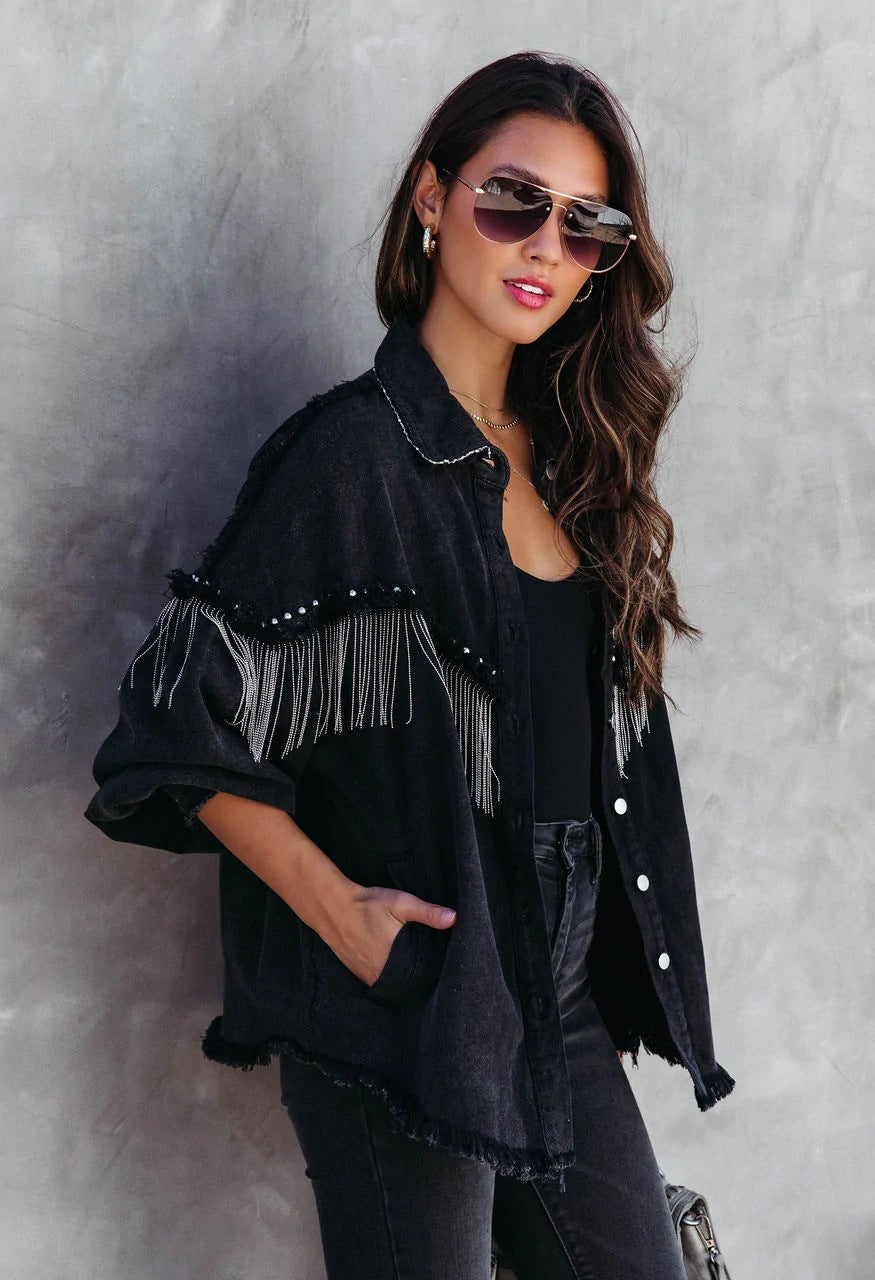 Heavy Chain Rivet Jacket Street Single-Breasted