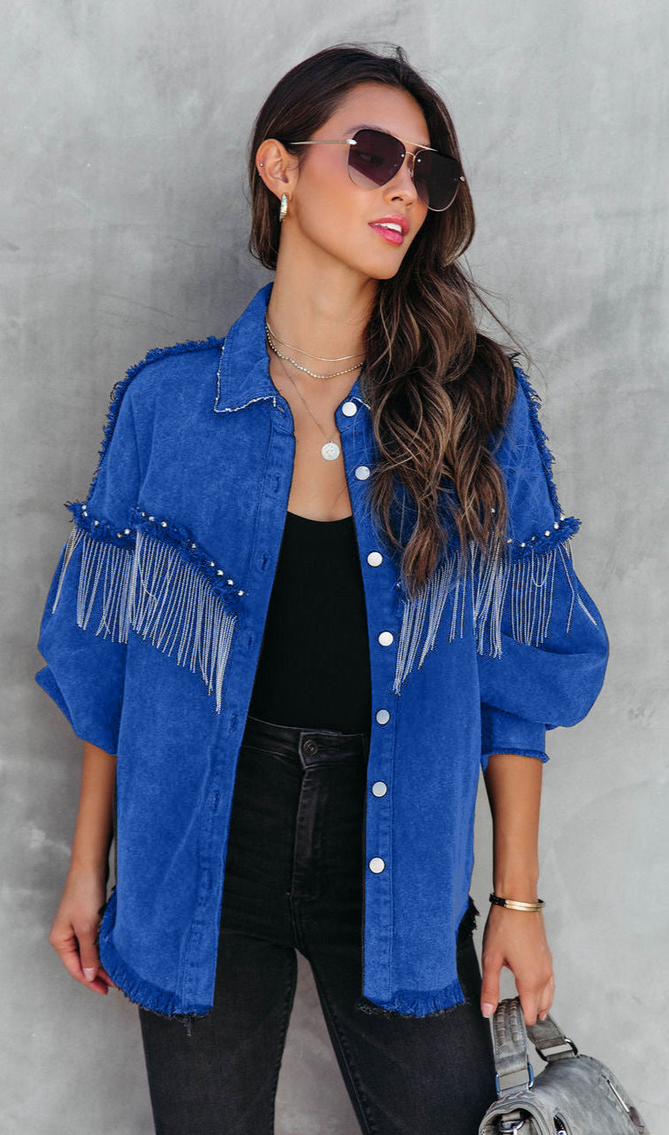 Heavy Chain Rivet Jacket Street Single-Breasted