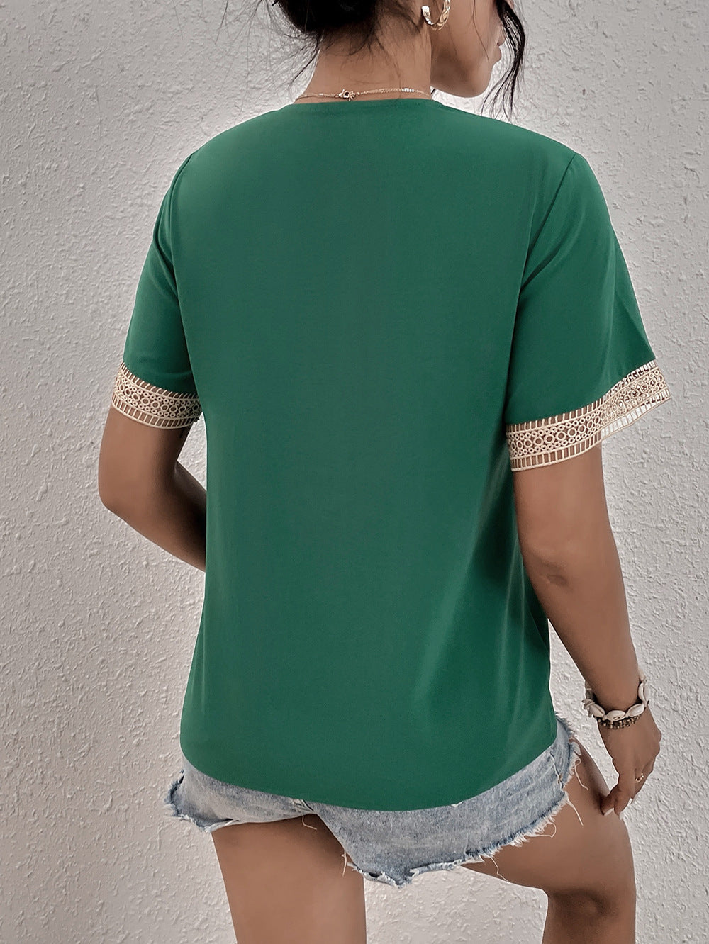 V-neck Lace Loose Top Temperament