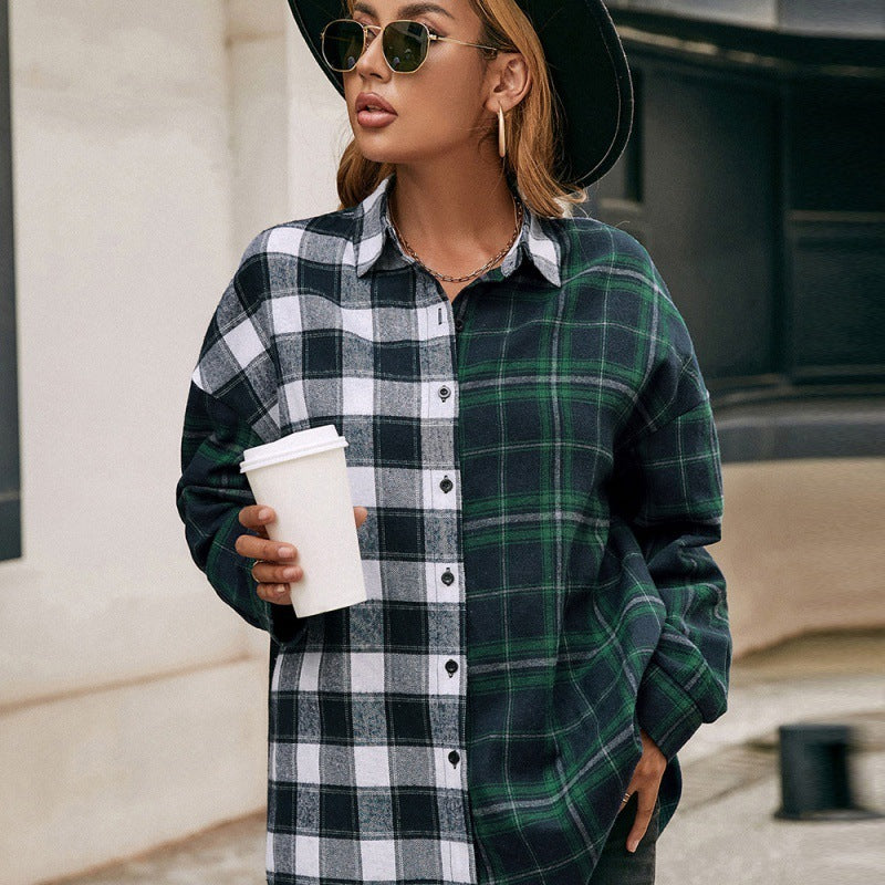 Single-Breasted Plaid Shirt Jacket