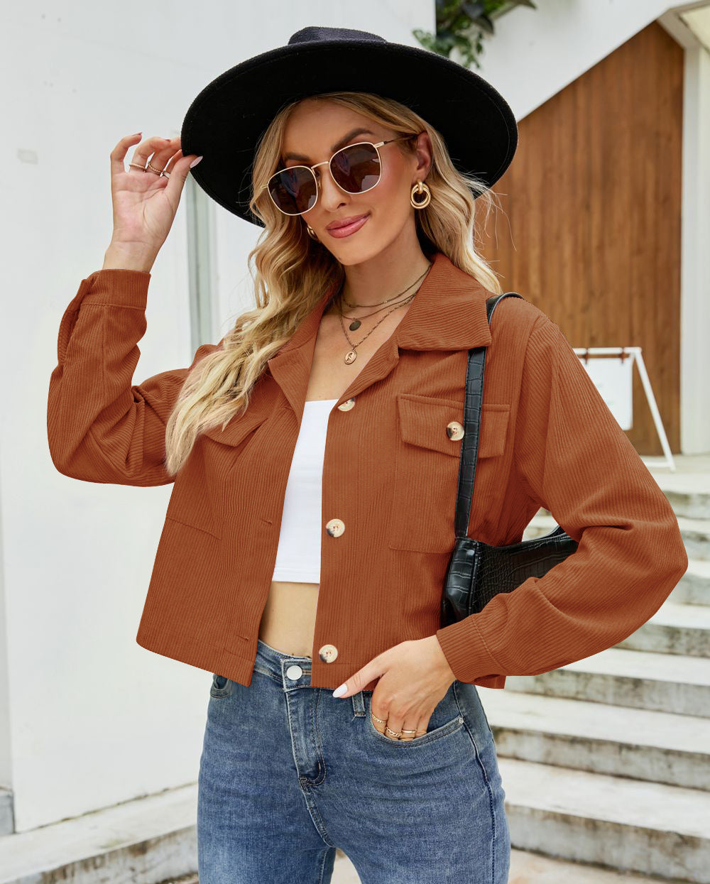 Corduroy Shirt Long Sleeve Short Jacket