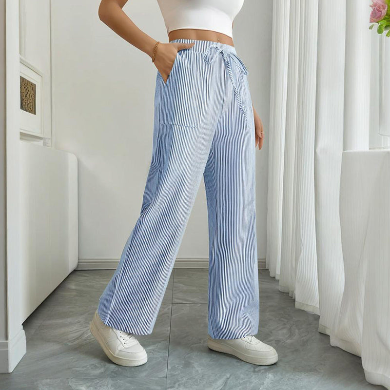 Striped Wide Leg Drawstring Pants – Summer Comfort Relax
