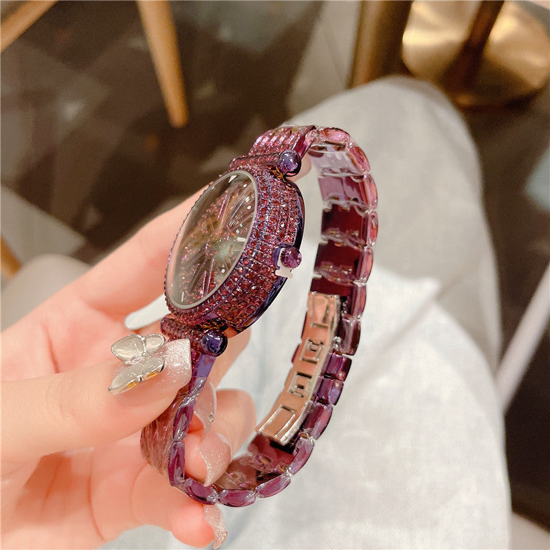 Diamond Waterproof Rotation Watch Luxury Quartz Wristwatch