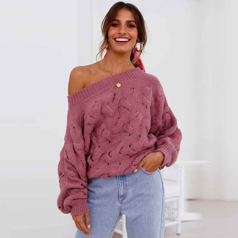 Knitted Acrylic Sweater – Plain Pattern Color Wool Long Sleeve Pullover