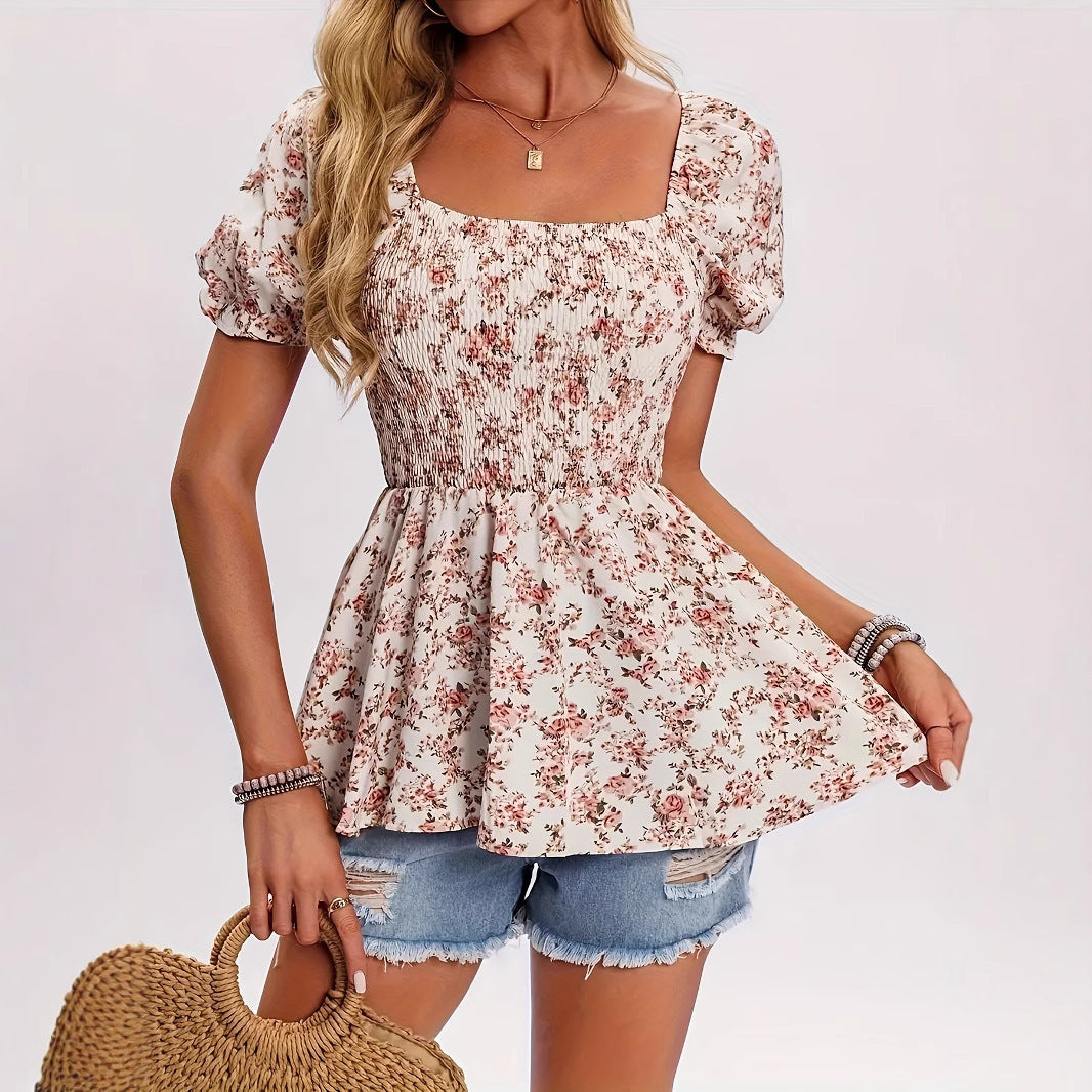 Floral Pullover Puff Sleeve Top
