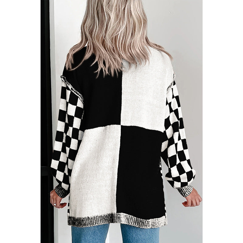 Plaid Acrylic Cardigan