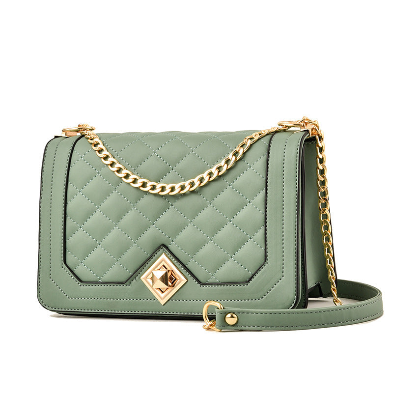 Small PU Motorcycle Shell Bag – Embroidered Handbag with Chain Stra"