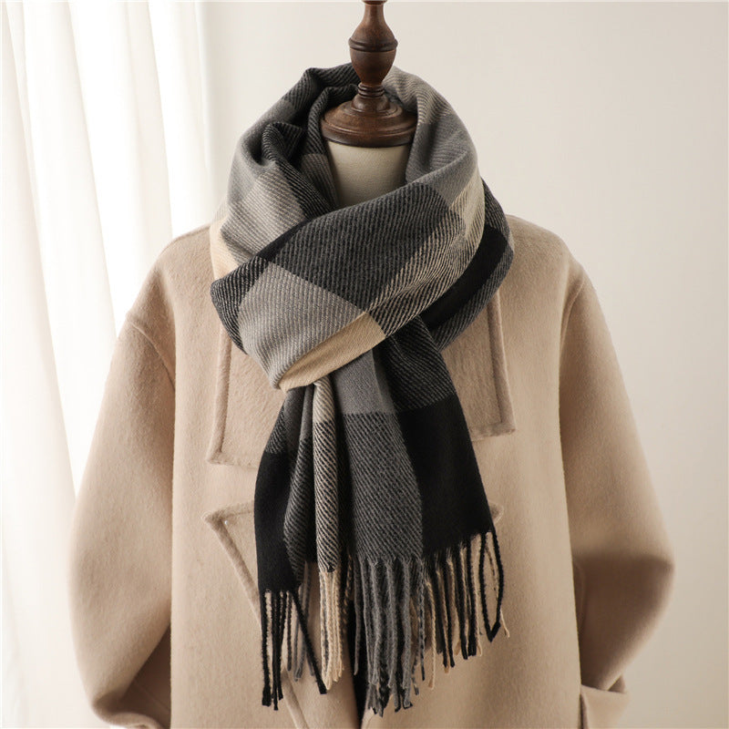 Thickened Warm Plaid Scarf Cozy Winter