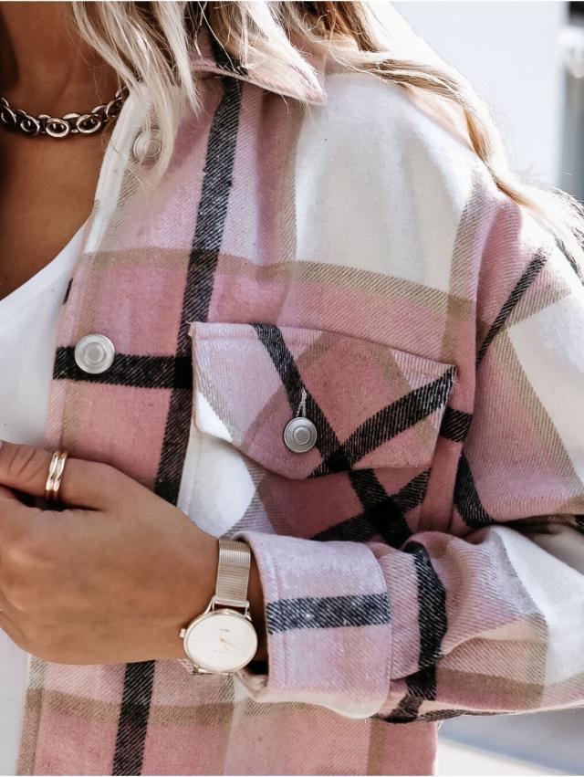 Warm Plaid Long Sleeve Jacket