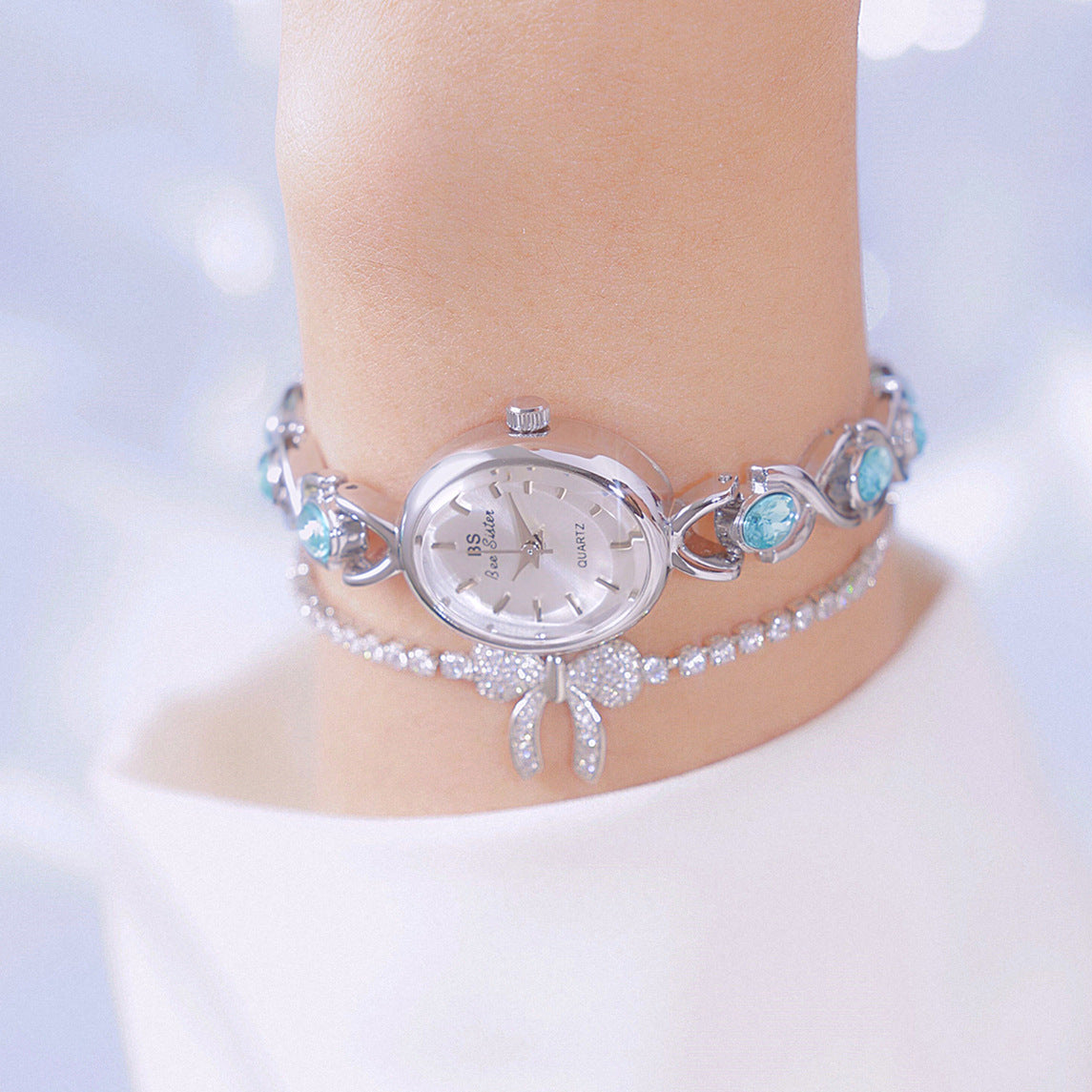 Oval Glacier Sapphire Watch Luxury Ice-Crushing