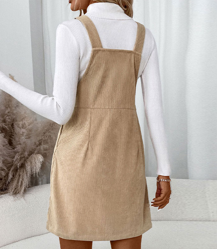 European & American Style Solid Color Casual Suspender Skirt