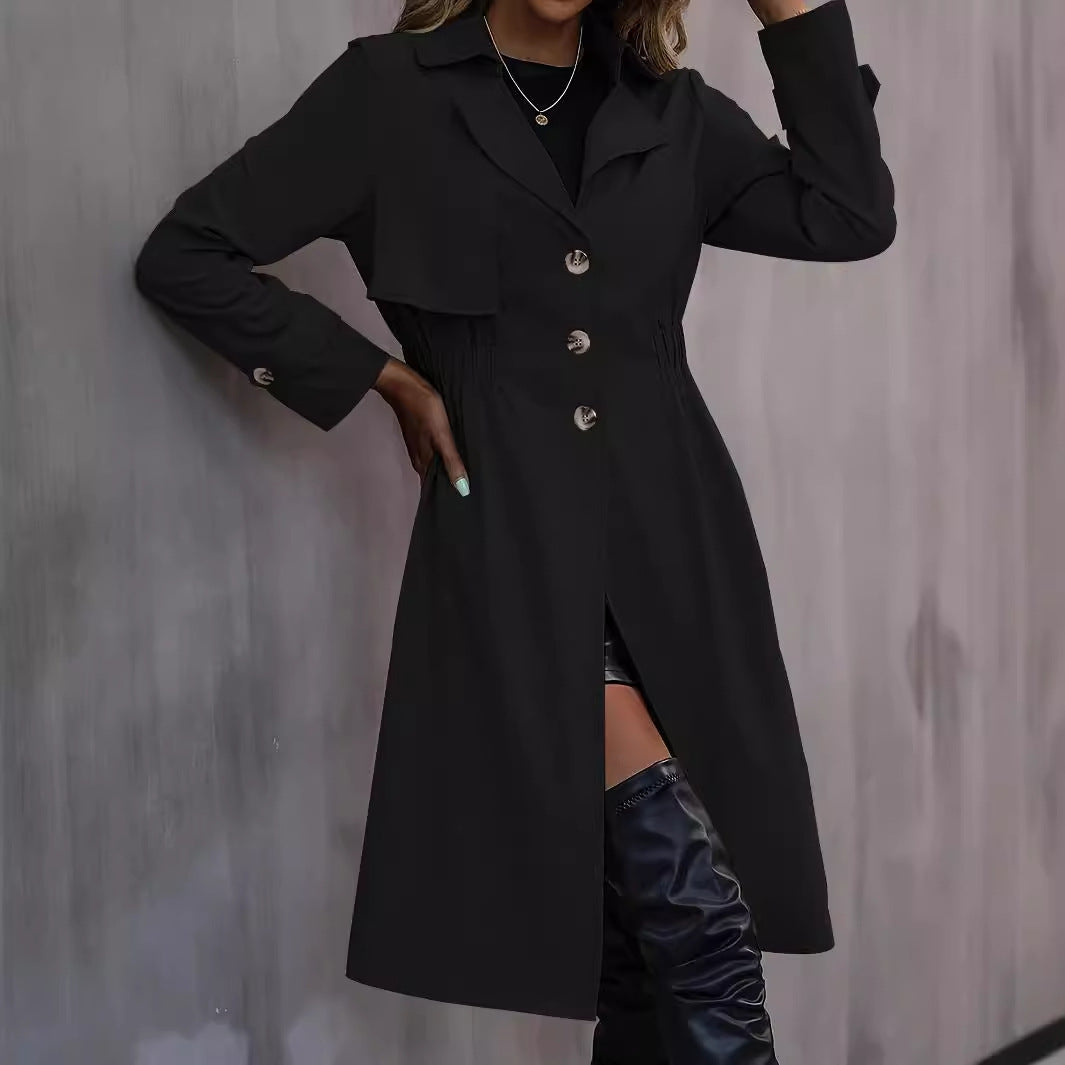 Long Waist Cotton Jacket Long Sleeve Trench Coat