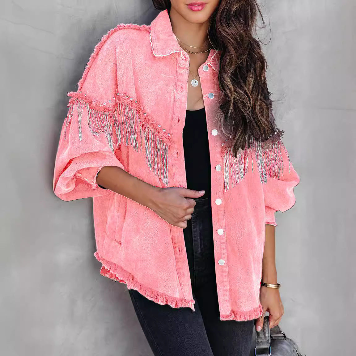 Heavy Chain Rivet Jacket Street Single-Breasted