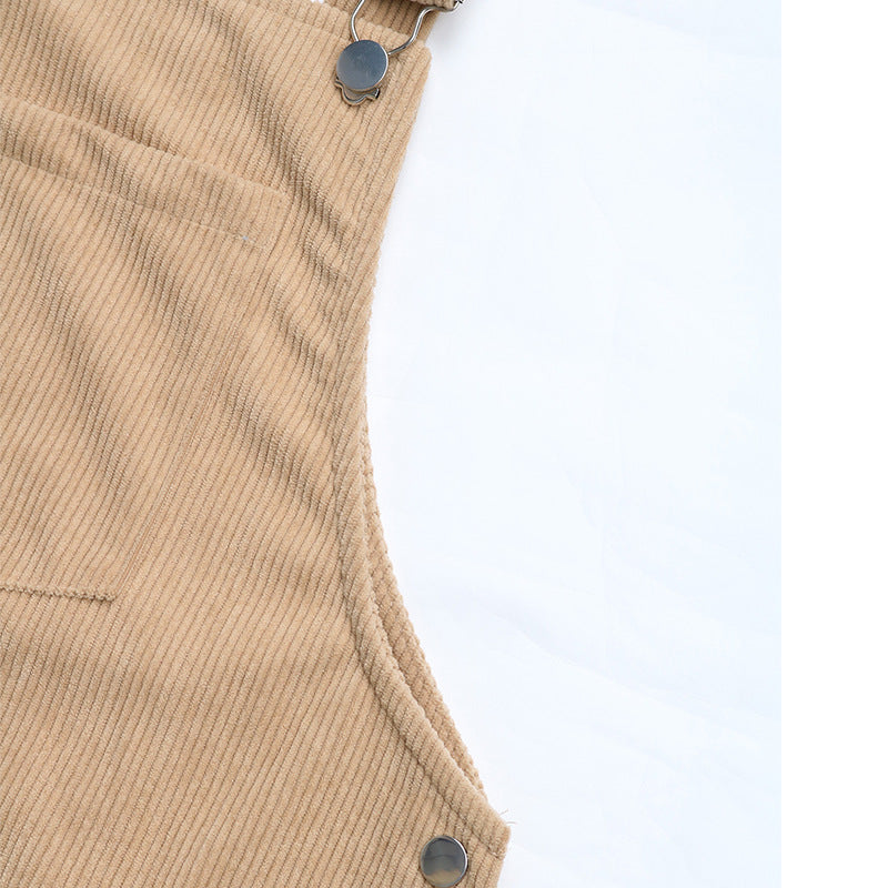 European & American Style Solid Color Casual Suspender Skirt