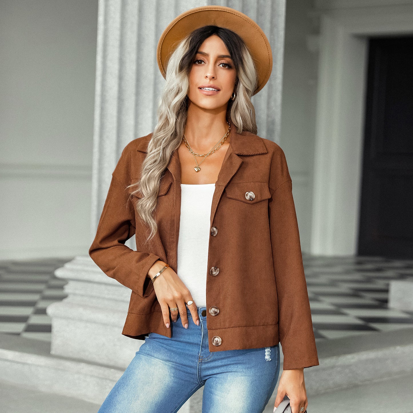 Corduroy Loose Top Versatile Jacket