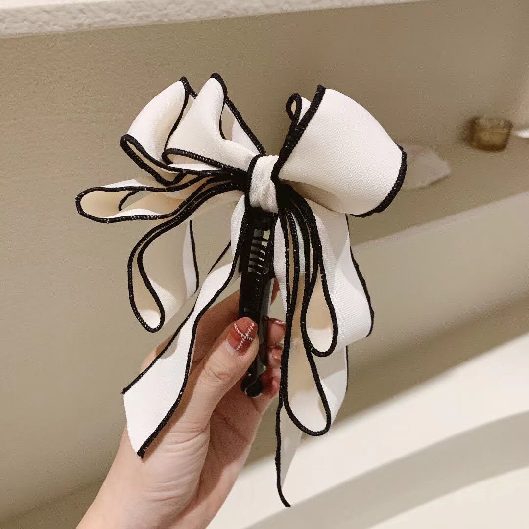 Clip Hair Ornament with Ribbon Bow